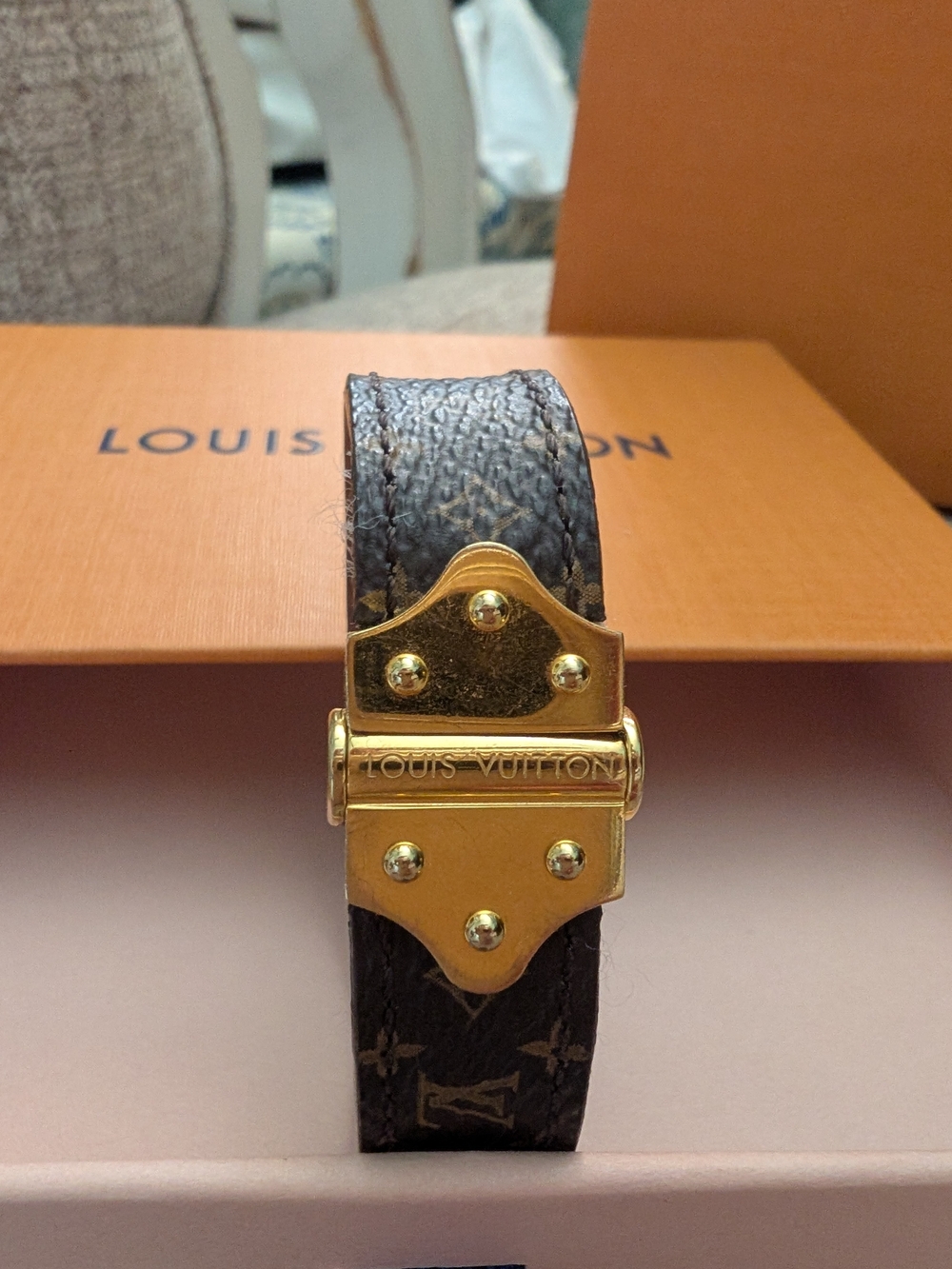 Louis Vuitton Brown Monogram Bracelet with Gold Hardware